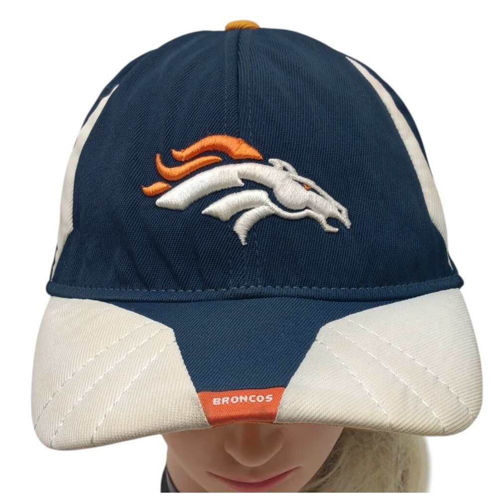 Vintage REEBOK NFL AFC-WEST Denver Broncos Cap Hat  Blue, White, Orange Med - Lg